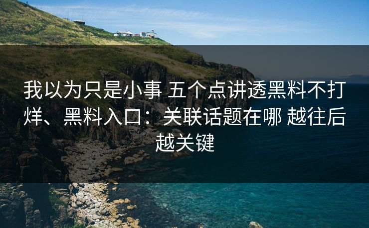 我以为只是小事 五个点讲透黑料不打烊、黑料入口：关联话题在哪 越往后越关键