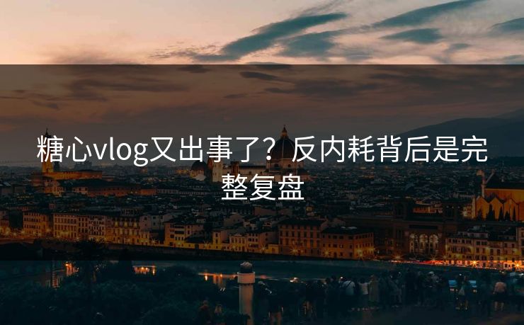 糖心vlog又出事了？反内耗背后是完整复盘