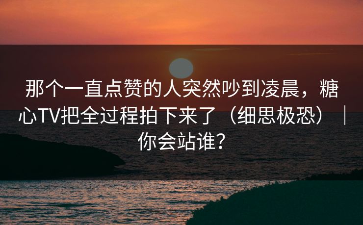 那个一直点赞的人突然吵到凌晨，糖心TV把全过程拍下来了（细思极恐）｜你会站谁？