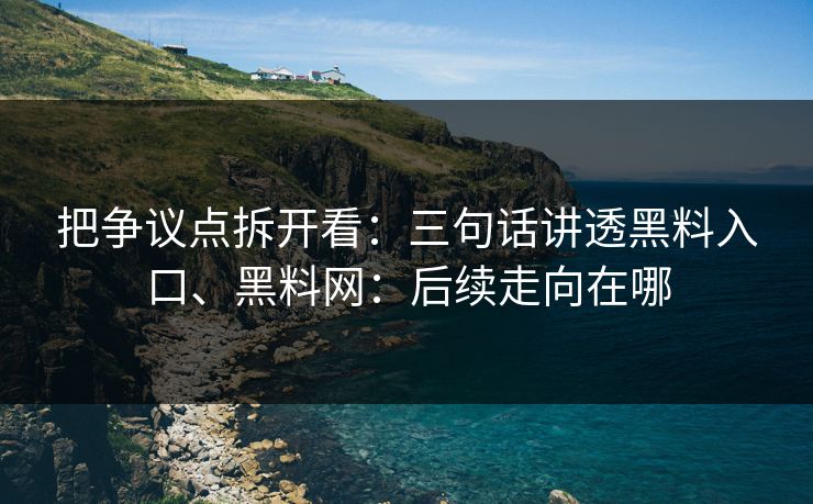 把争议点拆开看：三句话讲透黑料入口、<strong>黑料网</strong>：后续走向在哪