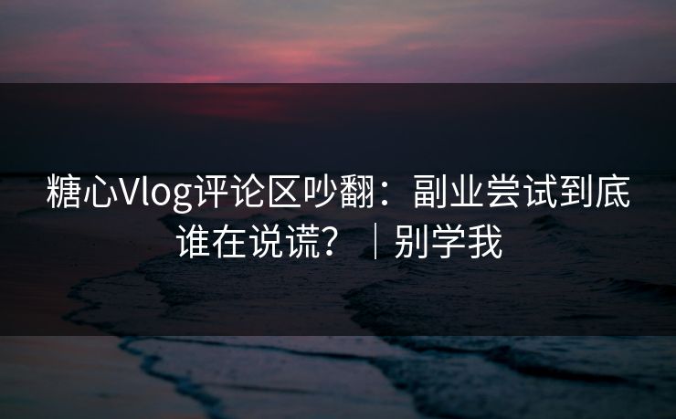 糖心Vlog评论区吵翻：副业尝试到底谁在说谎？｜别学我