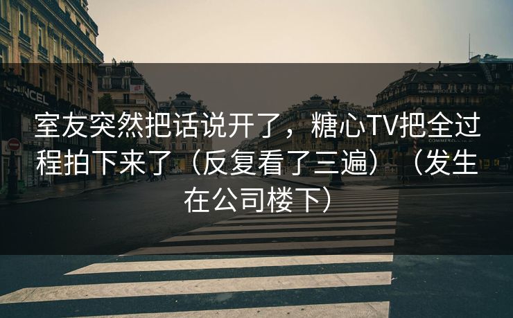 室友突然把话说开了，糖心TV把全过程拍下来了（反复看了三遍）（发生在公司楼下）