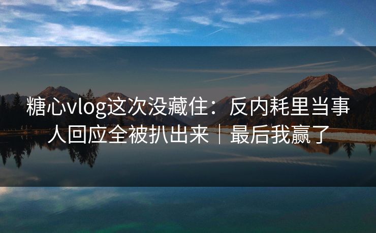 糖心vlog这次没藏住：反内耗里当事人回应全被扒出来｜最后我赢了