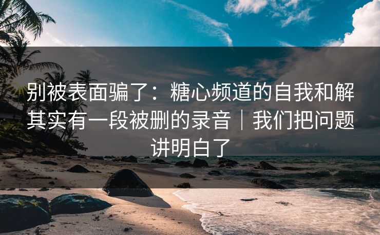别被表面骗了：糖心频道的自我和解其实有一段被删的录音｜我们把问题讲明白了