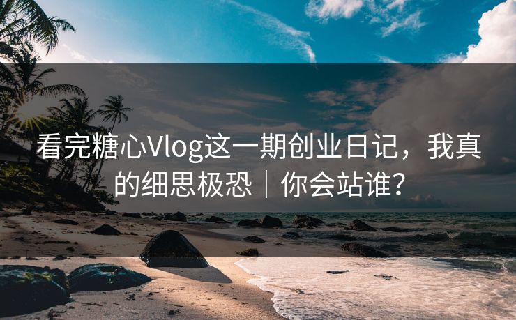 看完糖心Vlog这一期创业日记，我真的细思极恐｜你会站谁？