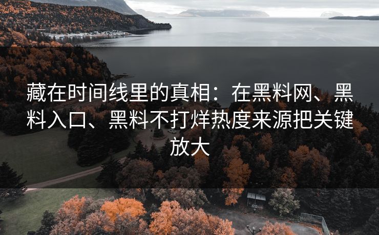藏在时间线里的真相：在黑料网、黑料入口、黑料不打烊热度来源把关键放大