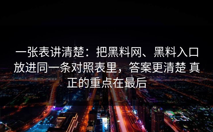 一张表讲清楚：把<strong>黑料网</strong>、黑料入口放进同一条对照表里，答案更清楚 真正的重点在最后