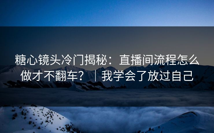 糖心镜头冷门揭秘：直播间流程怎么做才不翻车？｜我学会了放过自己
