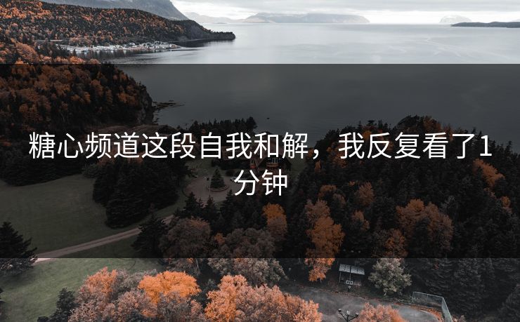 糖心频道这段自我和解，我反复看了1分钟