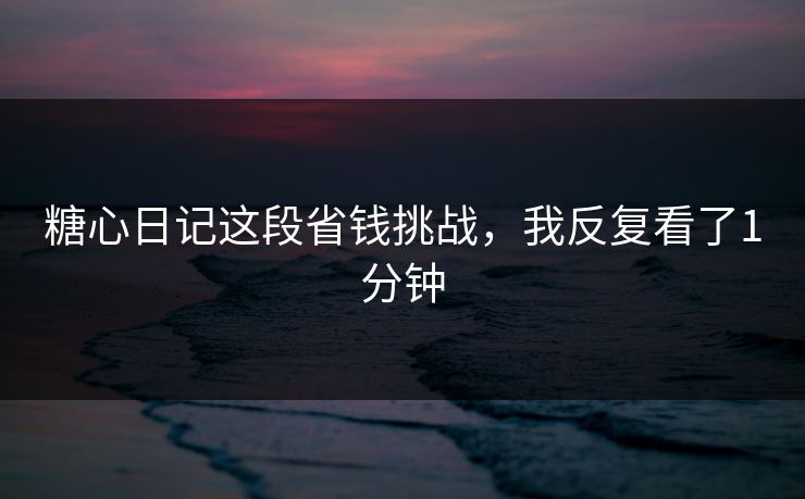 糖心日记这段省钱挑战，我反复看了1分钟