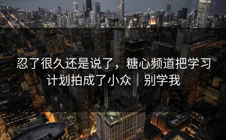 忍了很久还是说了，糖心频道把学习计划拍成了小众｜别学我