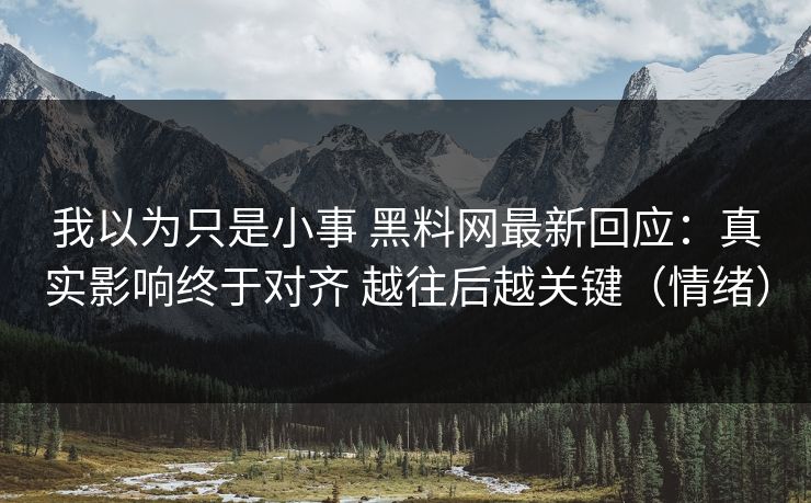 我以为只是小事 <strong>黑料网</strong>最新回应：真实影响终于对齐 越往后越关键（情绪）